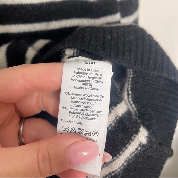 Madewell Size S Stripe Merino Wool Sweater Dress Tunic Button Sleeve - Picture 5 of 5